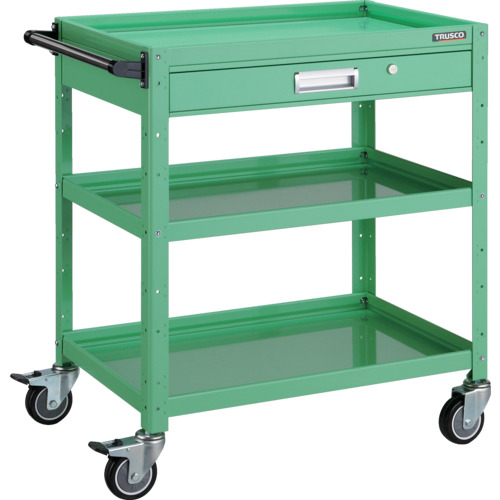 トラスコ TRUSCO ツールワゴン バーディワゴン 750×500 引出付 ウレタン車輪 ヤンググリーン BDW-973VU-YG 474-9928 (商品コード：173738)