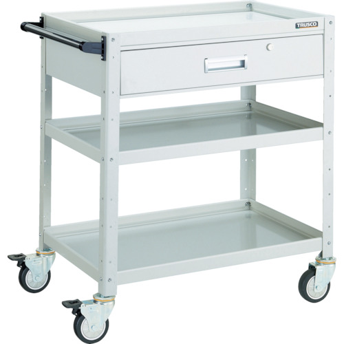 トラスコ TRUSCO ツールワゴン バーディワゴン 750×500 深型1段引出付 ウレタン車輪 ホワイト BDW-973YU-W 487-8299 (商品コード：173743)