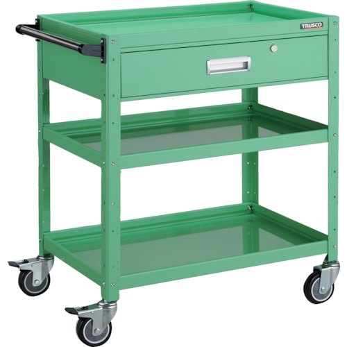 トラスコ TRUSCO ツールワゴン バーディワゴン 750×500 深型1段引出付 ウレタン車輪 ヤンググリーン BDW-973YU-YG 487-8302 (商品コード：173744)