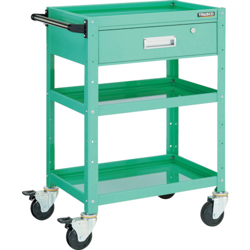 トラスコ TRUSCO ツールワゴン バーディワゴン 750X500XH880 深型1段引出付 ヤンググリーン BDW-973Y-YG 487-8329 (商品コード：173746)