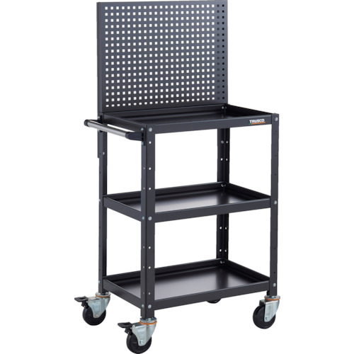 トラスコ TRUSCO ツールワゴン バーディワゴン 上部パンチングパネル付 600X400X1330 ブラック BDW-P963-BKBK 326-8651 (商品コード：173755)