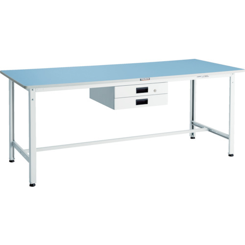 トラスコ TRUSCO 軽荷重作業台（250kg）BE型 1500X600XH740 薄型2段引出付 ホワイト色 BER-1560UDK2W 856-3914