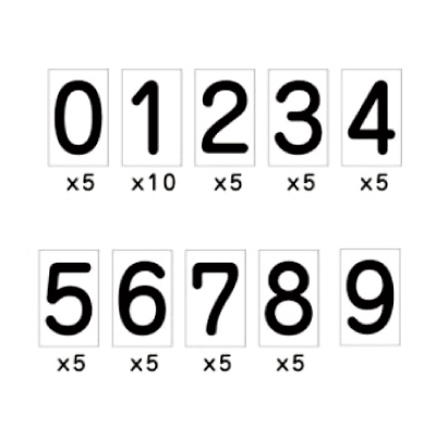 安全掲示板用マグネット 数字マグネット大(白地黒文字) 40×70mm